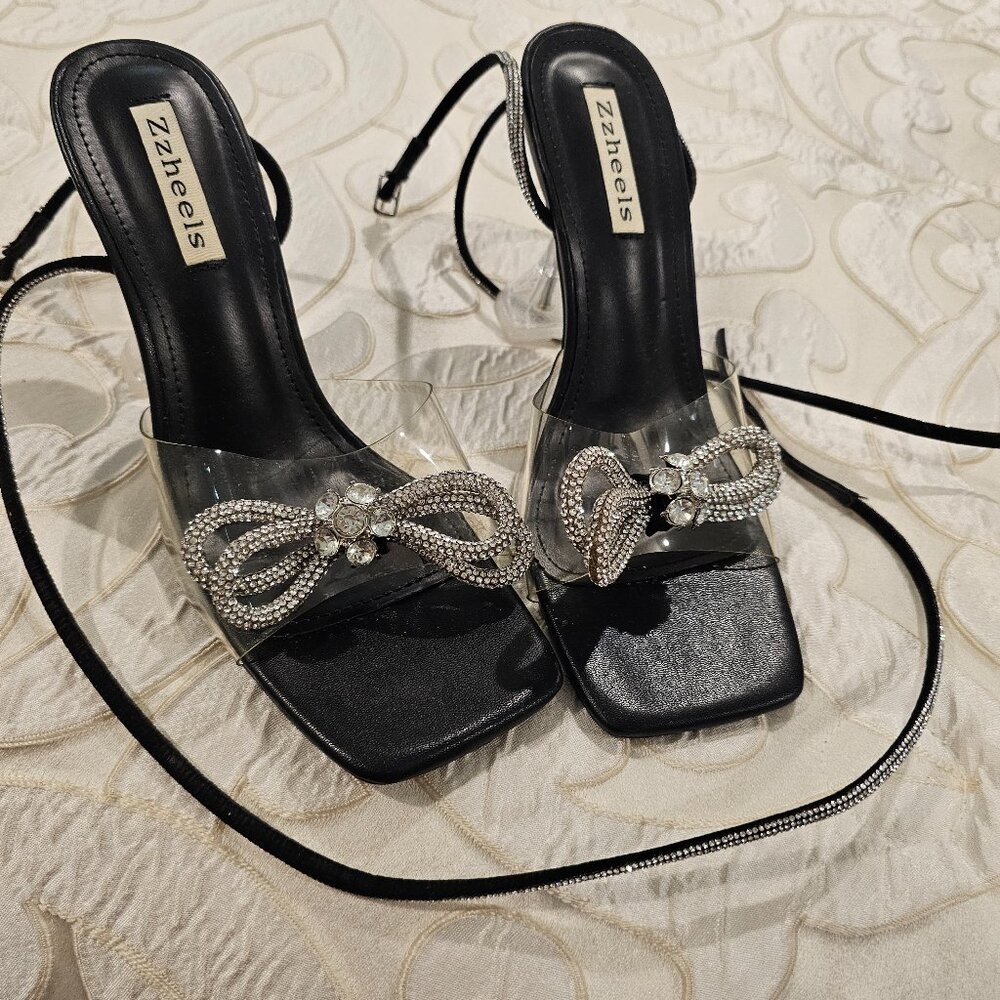 Sexy strappy clear heels